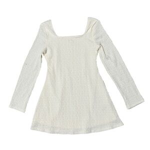 Art Class Girls Cream Textured Long Sleeve Dress - Size S (6/7) - NWOT